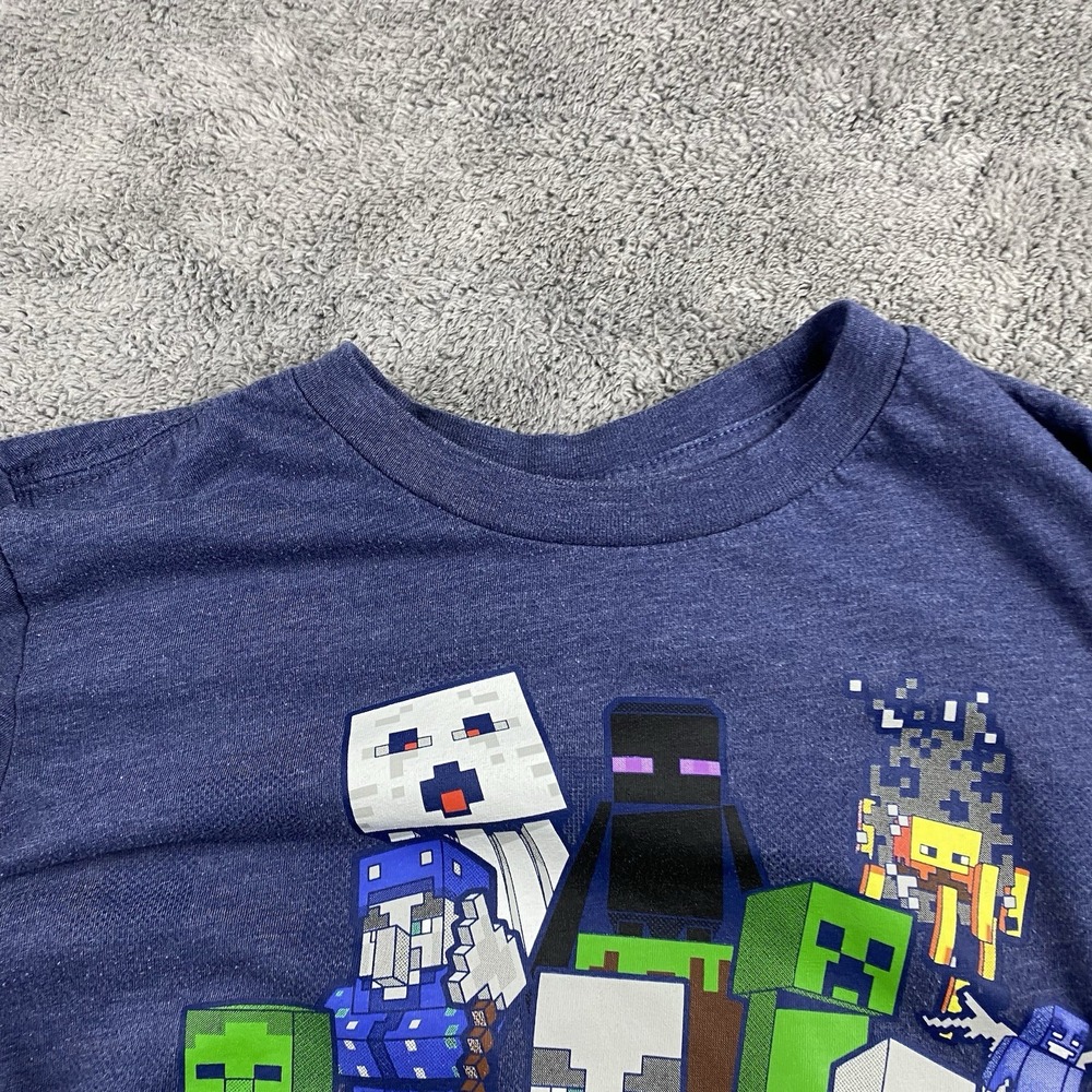 Minecraft Creeper Enderman Ghast Characters Boys Medium 10/12 Blue Long Sleeve - Picture 5 of 13